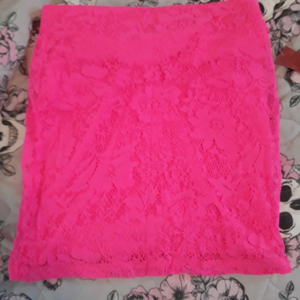 Neon pink mini skirt